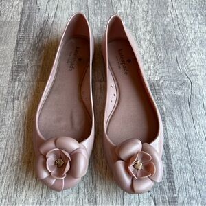 Kate Spade Pink Flower Rubber Ballet Flats Women’s Size 8